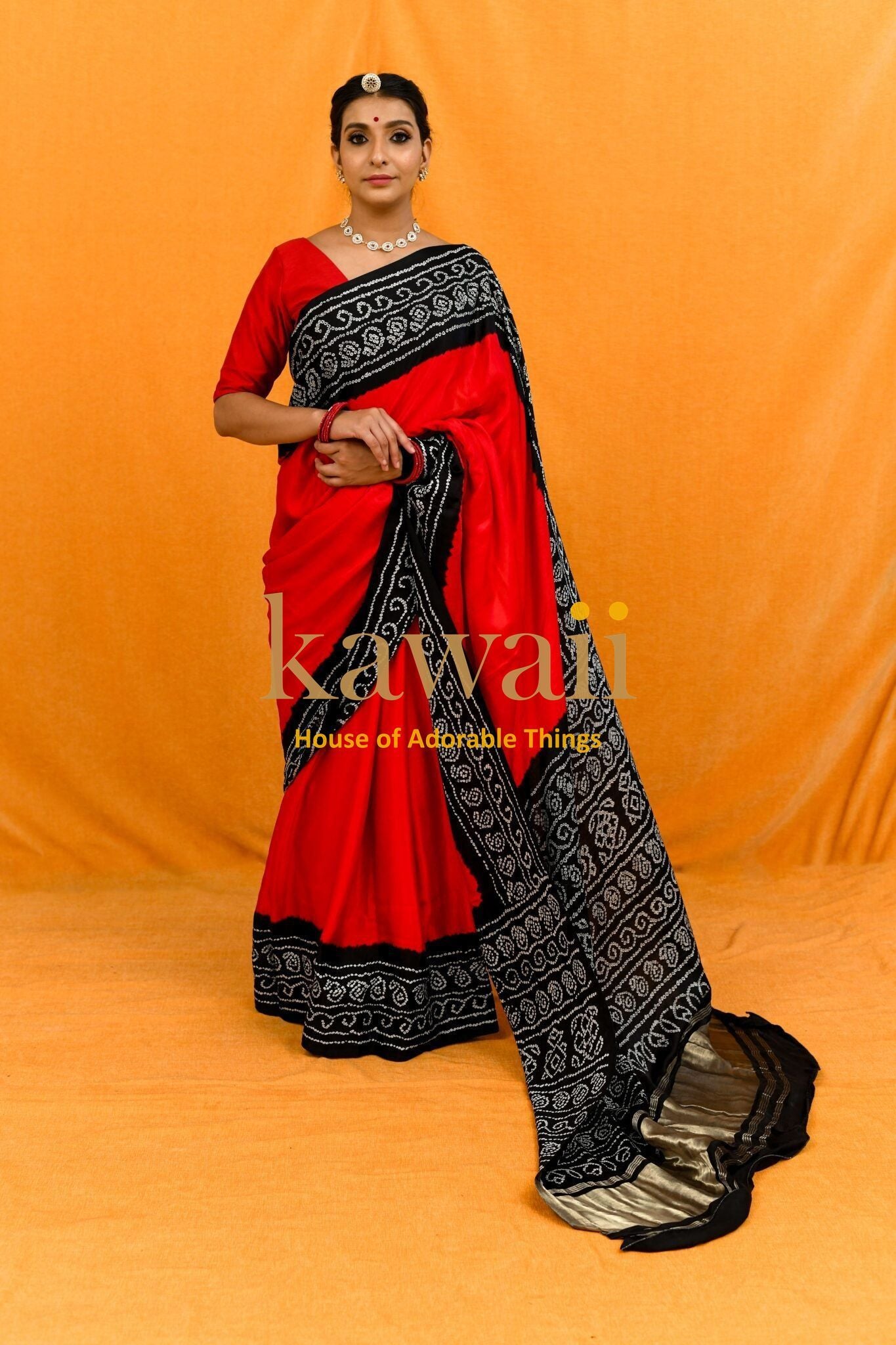 Swarnim Handcrafted Bandhani Design on Pure Gachhi Silk Saree
